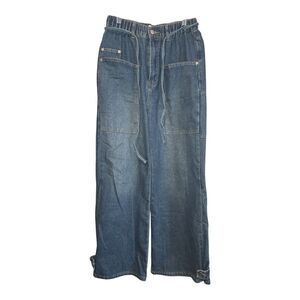 Very J Wide Leg Flare Jeans in Medium Blue Denim